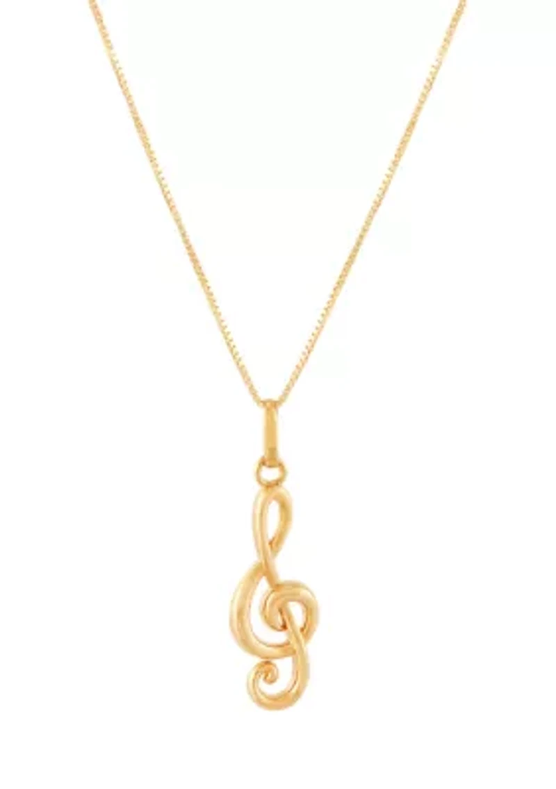 Music Note Pendant with 18" Box Chain in 10K Yellow Gold