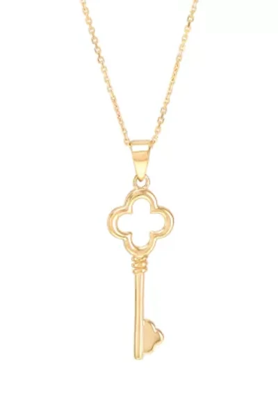 Clover Key Pendant with 18" Cable Chain in 10K Yellow Gold