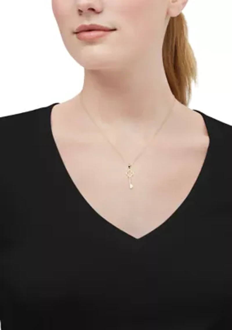 Clover Key Pendant with 18" Cable Chain in 10K Yellow Gold