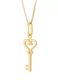 Heart Key Pendant with 18" Box Bhainin 10K Yellow Gold