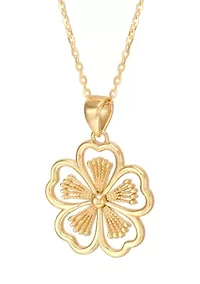 Flower Pendant with 18" Cable Chain in 10K Yellow Gold