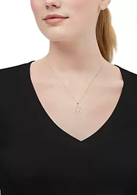 Flower Pendant with 18" Cable Chain in 10K Yellow Gold