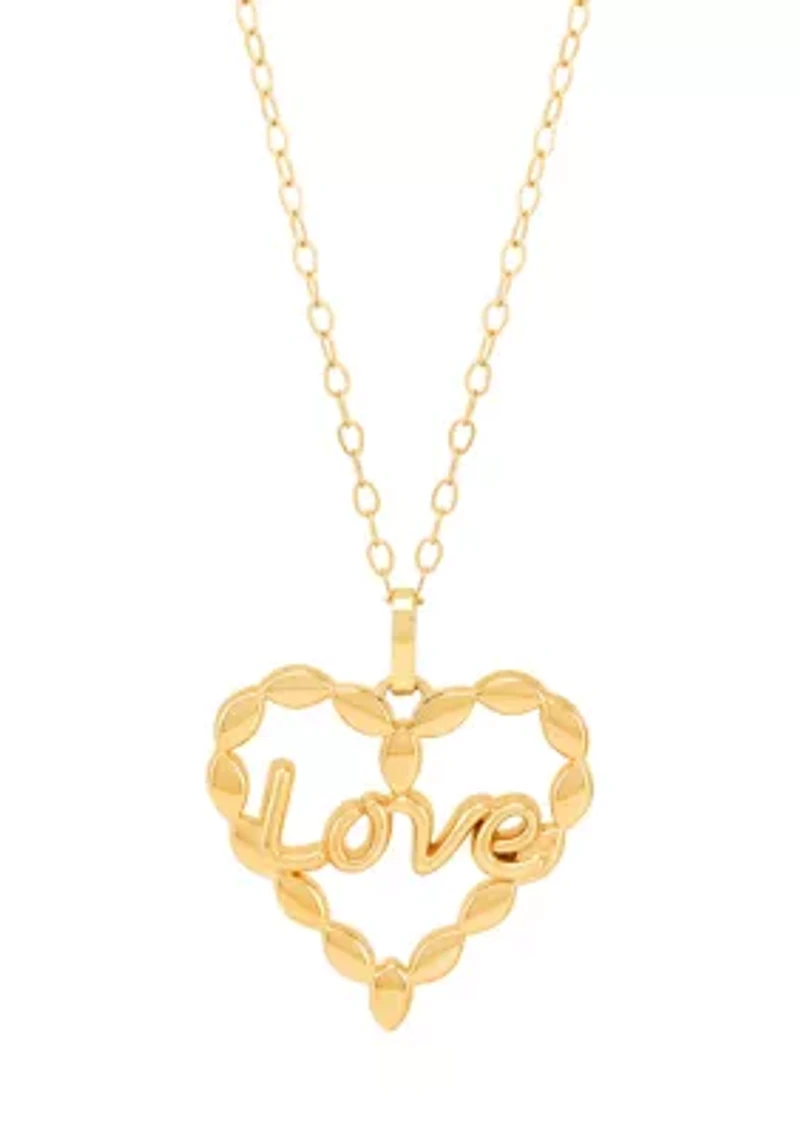 Love Heart Pendant with 18" Cable Chain in 10K Yellow Gold