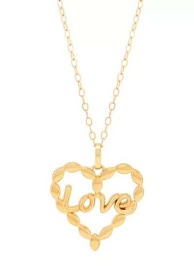 Love Heart Pendant with 18" Cable Chain in 10K Yellow Gold