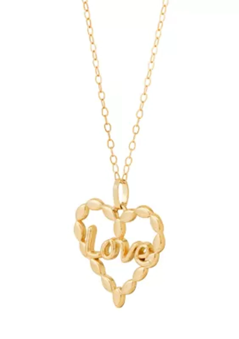 Love Heart Pendant with 18" Cable Chain in 10K Yellow Gold