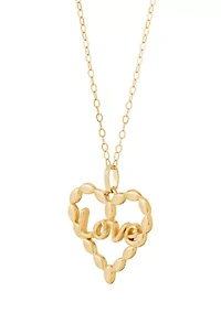 Love Heart Pendant with 18" Cable Chain in 10K Yellow Gold