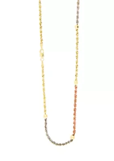 Beaded Necklace in 10K Yellow, White and Rose Gold