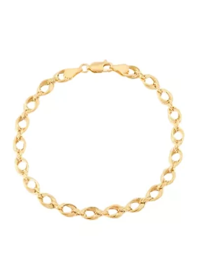 Hollow Soprano Square Rope Chain Bracelet in 10K Yellow Gold