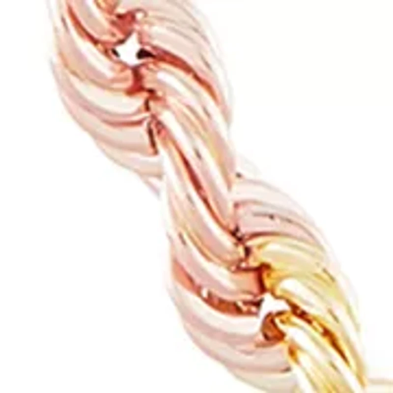 Hollow Rope Chain Necklace in 10K Yellow and White and Rose Gold