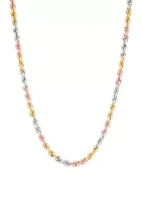 Hollow Rope Chain Necklace in 10K Yellow and White and Rose Gold