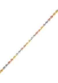 Hollow Rope Chain Necklace in 10K Yellow and White and Rose Gold