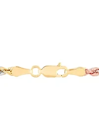 Hollow Rope Chain Necklace in 10K Yellow and White and Rose Gold