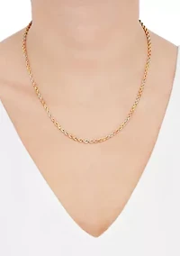 Hollow Rope Chain Necklace in 10K Yellow and White and Rose Gold