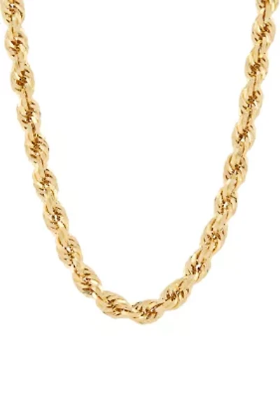 Hollow Octagonal Rope Chain in 10K Yellow Gold