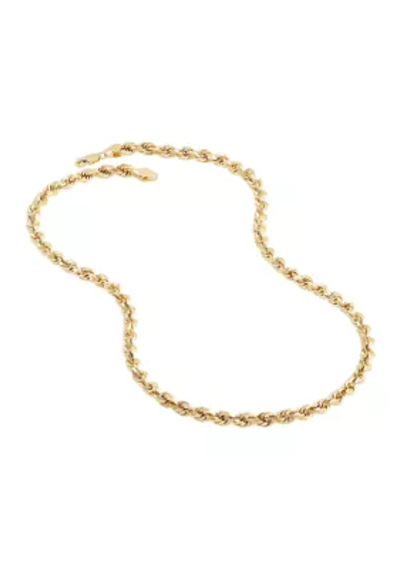 Hollow Octagonal Rope Chain in 10K Yellow Gold