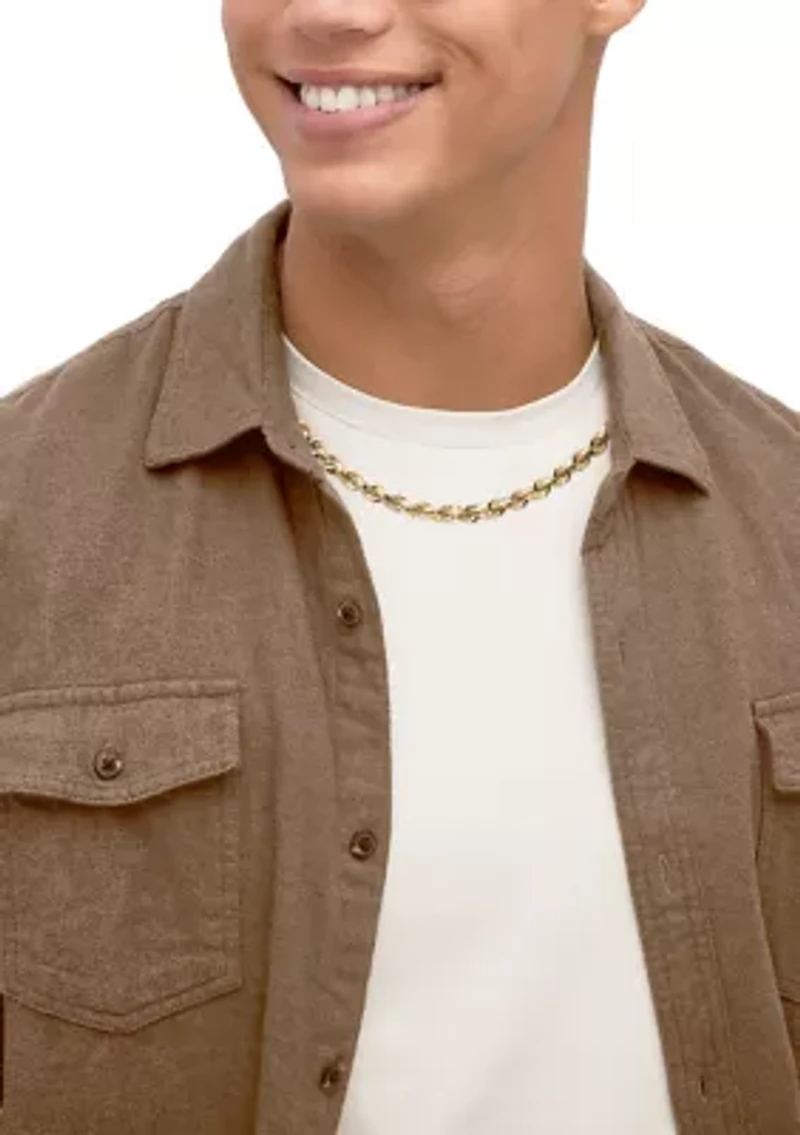 Hollow Octagonal Rope Chain in 10K Yellow Gold