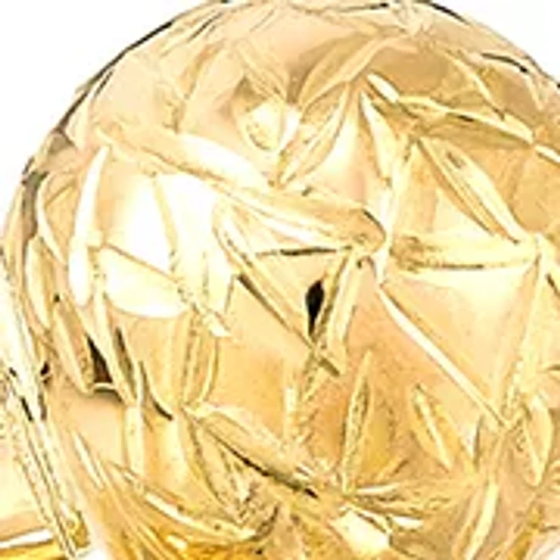 Diamond Cut Bead Bangle and Stud Earrings Set in 10K Yellow Gold