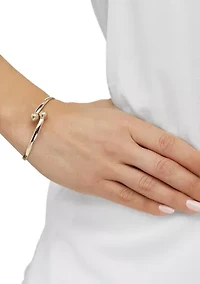 Diamond Cut Bead Bangle and Stud Earrings Set in 10K Yellow Gold