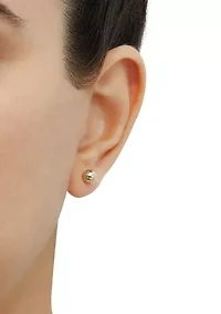 Diamond Cut Bead Bangle and Stud Earrings Set in 10K Yellow Gold