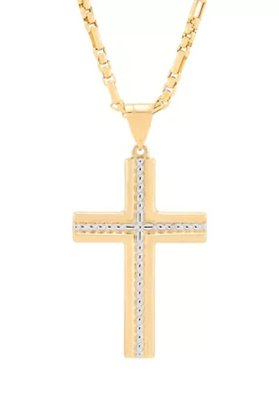 Cross Pendant Necklace with 20" Box Chain 10K Yellow Gold