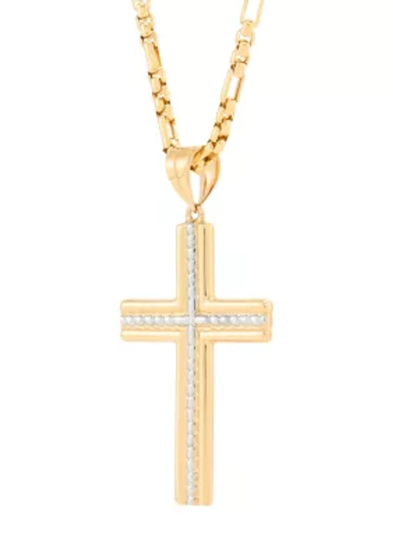 Cross Pendant Necklace with 20" Box Chain 10K Yellow Gold