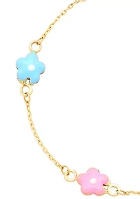 Multi Enamel Flower Bracelet in 10K Yellow Gold