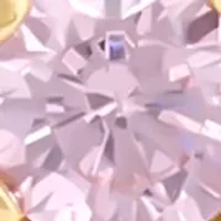 Pink and White Cubic Zirconia Lever Earrings in 10K Yellow Gold