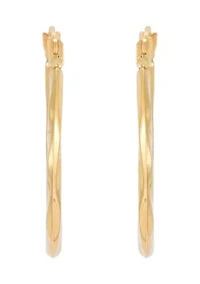 Pearl and White Topaz Hoop and Stud Earring Set in 10K Yellow Gold