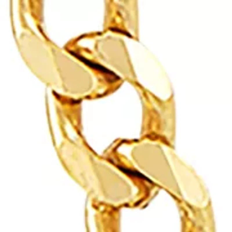 4.3 Millimeter Solid Beveled Figaro Chain Necklace in Gold Over Sterling Silver