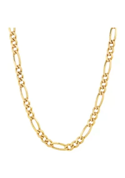 4.3 Millimeter Solid Beveled Figaro Chain Necklace in Gold Over Sterling Silver