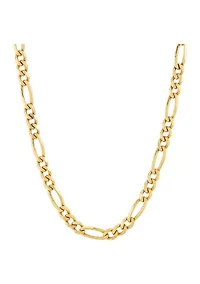 4.3 Millimeter Solid Beveled Figaro Chain Necklace in Gold Over Sterling Silver