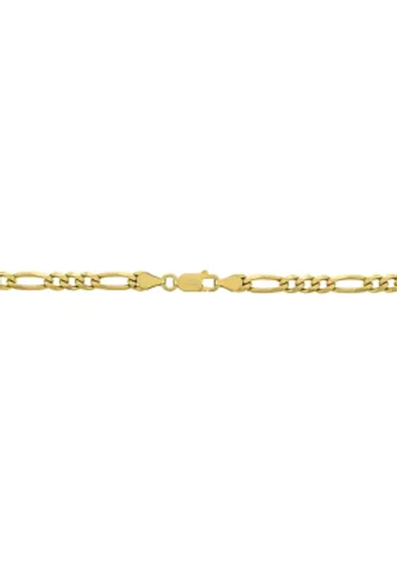 4.3 Millimeter Solid Beveled Figaro Chain Necklace in Gold Over Sterling Silver
