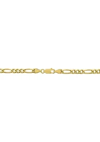 4.3 Millimeter Solid Beveled Figaro Chain Necklace in Gold Over Sterling Silver