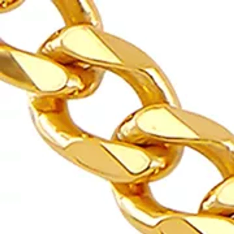 4.3 Millimeter Solid Beveled Figaro Chain Bracelet in Gold Over Sterling Silver