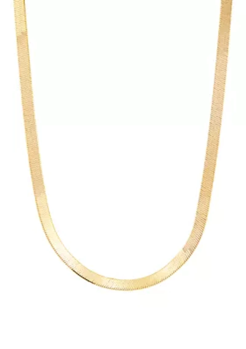 4.5 Millimeter Solid Herringbone Chain Necklace in Gold Over Sterling Silver