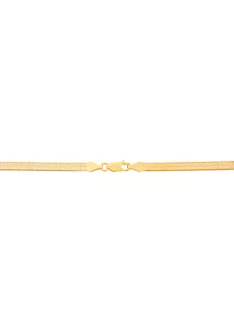 4.5 Millimeter Solid Herringbone Chain Necklace in Gold Over Sterling Silver