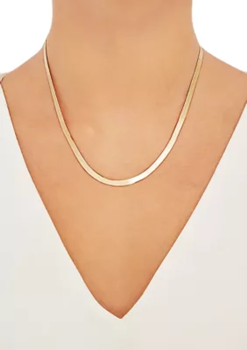 4.5 Millimeter Solid Herringbone Chain Necklace in Gold Over Sterling Silver