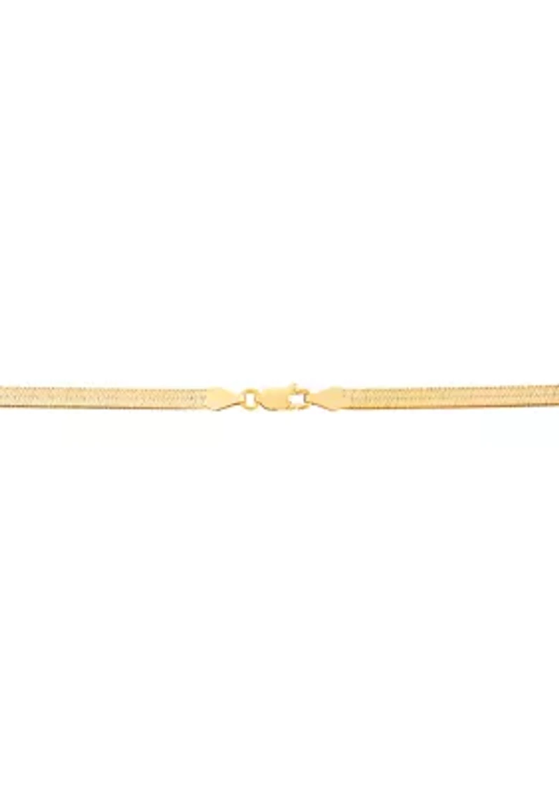 4.5 Millimeter Solid Herringbone Chain Necklace in Gold Over Sterling Silver