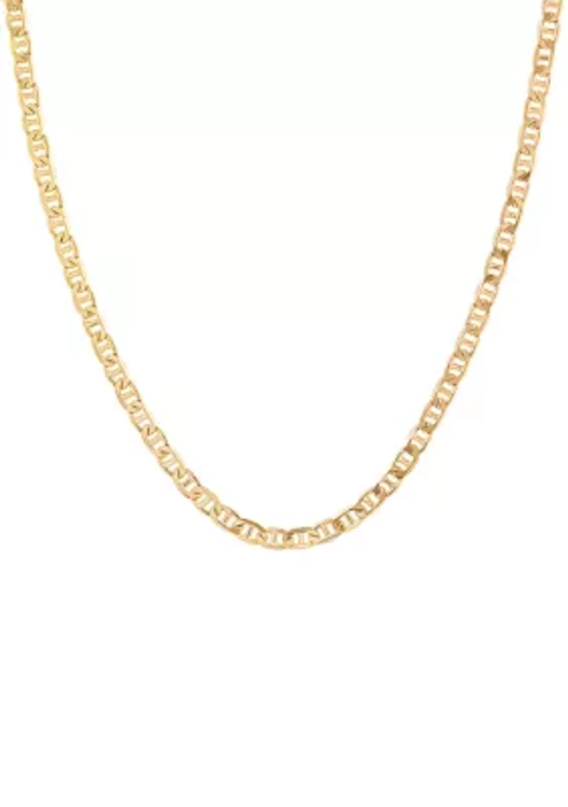2.5 Millimeter Solid Mariner Chain Necklace in Gold Over Sterling Silver