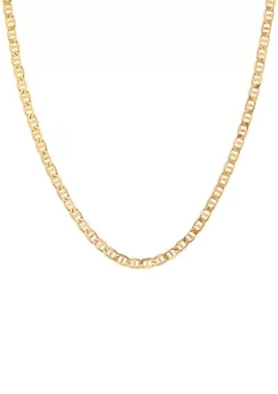 2.5 Millimeter Solid Mariner Chain Necklace in Gold Over Sterling Silver