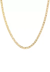 2.5 Millimeter Solid Mariner Chain Necklace in Gold Over Sterling Silver