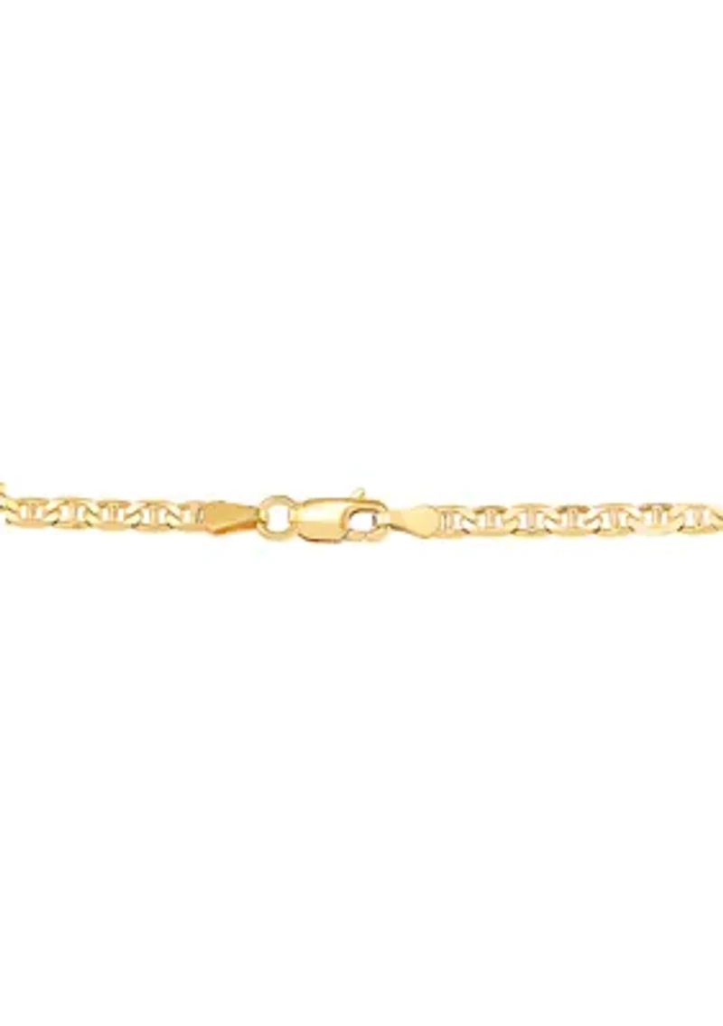 2.5 Millimeter Solid Mariner Chain Necklace in Gold Over Sterling Silver