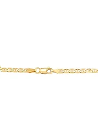 2.5 Millimeter Solid Mariner Chain Necklace in Gold Over Sterling Silver