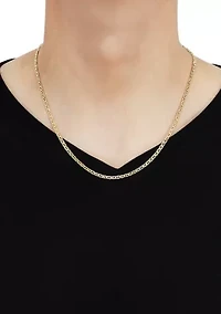2.5 Millimeter Solid Mariner Chain Necklace in Gold Over Sterling Silver