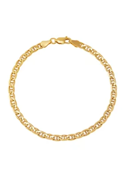 3.5 Millimeter Solid Mariner Chain Bracelet in Gold Over Sterling Silver