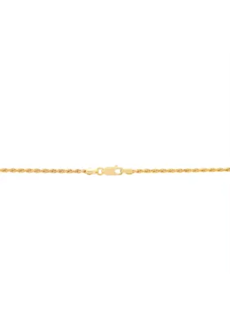 2.2 Millimeter Solid Rope Chain Necklace in Gold Over Sterling Silver