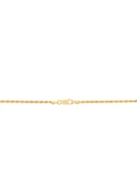 2.2 Millimeter Solid Rope Chain Necklace in Gold Over Sterling Silver