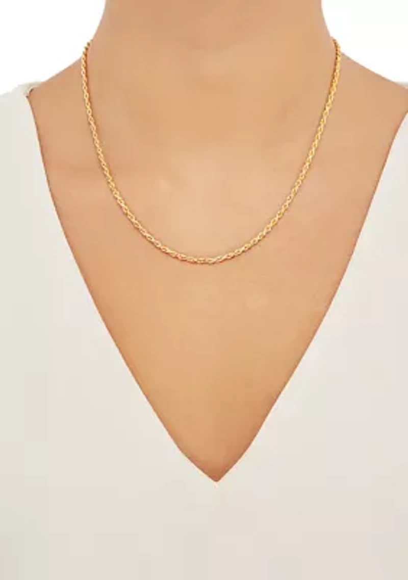2.2 Millimeter Solid Rope Chain Necklace in Gold Over Sterling Silver