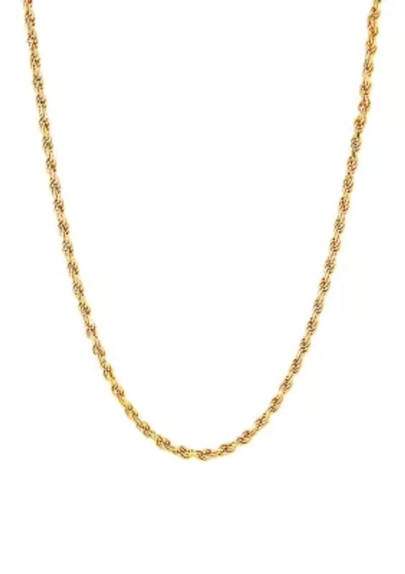 2.2 Millimeter Solid Rope Chain Necklace in Gold Over Sterling Silver