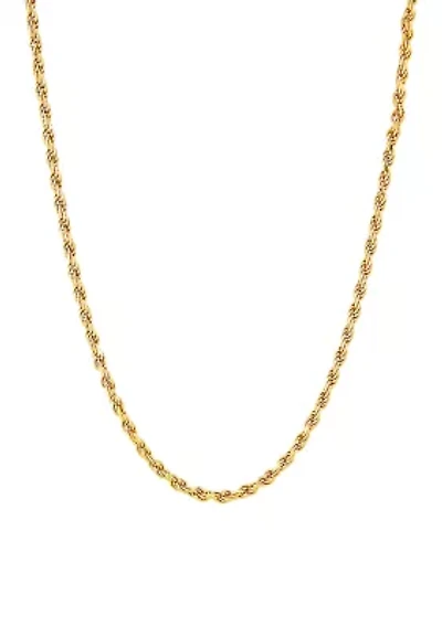 Millimeter Solid Rope Chain Necklace in Gold Over Sterling Silver